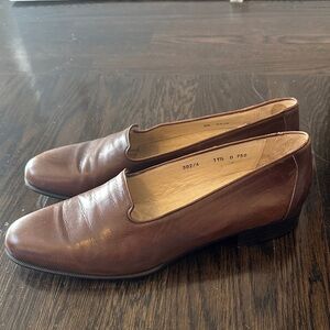 Elegant Brown Leather Slip-On Loafers